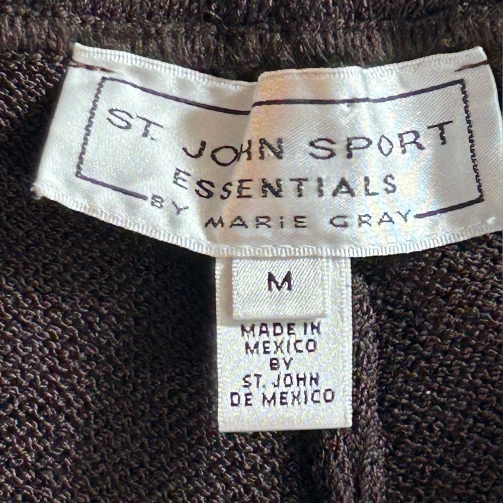 St. John Sport Essentials Marie Grey Classic Brown Trousers Elastic Waist Size M - Picture 3 of 13